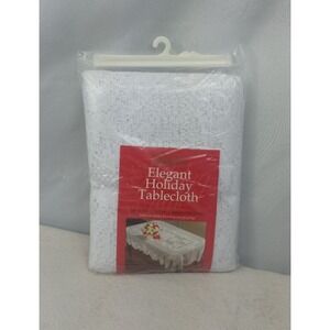 Holiday Time Elegant Lace Tablecloth 58x104 Oblong White Christmas Dining‎ New